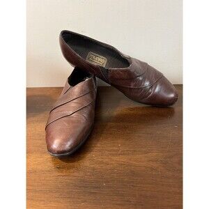 Munro 210441 Brown Leather Slip On Pleated Loafers Pumps Womens Size 8 N Shoes